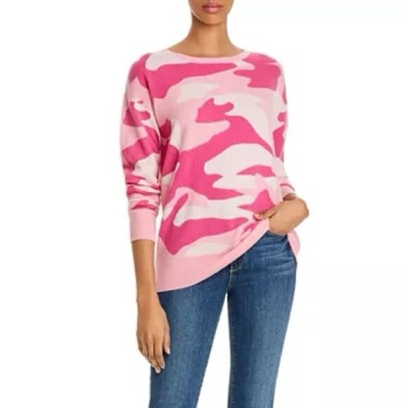 C by Bloomingdale's Pink Cashmere Camouflage Sweater 100% Exclusive Sz M - Picture 1 of 6